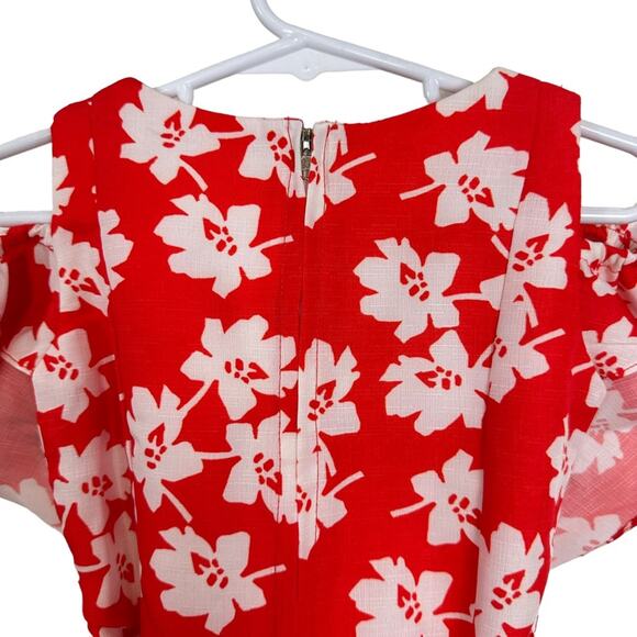 Peppermint Floral Ruffle Sleeve Dress size 2-3 YRS 50cm Red White - Picture 5 of 9